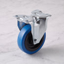 160mm fixed top plate castor blue non-marking rubber wheel 300kg on grey marble