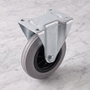160mm fixed top plate castor grey rubber wheel 150kg, high angle view on grey marble