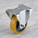 160mm Fixed Castor Yellow Polyurethane on Cast Iron Wheel Ball Bearing Top Plate 700kg Load Capacity 2