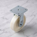 160mm Fixed Fabricated Castor White Nylon Wheel Ball Bearing Top Plate 900kg Load Capacity 2