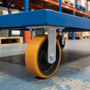 160mm Fixed Fabricated Castor Yellow Polyurethane on Cast Iron Wheel Ball Bearing Top Plate 860kg Load Capacity 4