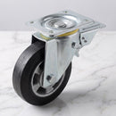 160mm Leading Brake Castor Black Rubber on Aluminium Wheel Ball Bearing Top Plate 400kg Load Capacity 2