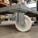 160mm Leading Brake Castor White Nylon Wheel Ball Bearing Top Plate 700kg Load Capacity 1