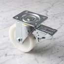 160mm Leading Brake Castor White Nylon Wheel Ball Bearing Top Plate 700kg Load Capacity 2