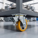 160mm Leading Brake Castor Yellow Polyurethane on Aluminium Wheel Ball Bearing Top Plate 700kg Load Capacity 4