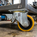 160mm Leading Brake Castor Yellow Polyurethane on Cast Iron Wheel Ball Bearing Top Plate 700kg Load Capacity 1