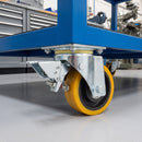 160mm Leading Brake Castor Yellow Polyurethane on Cast Iron Wheel Ball Bearing Top Plate 700kg Load Capacity 3