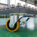 160mm Leading Brake Castor Yellow Polyurethane on Cast Iron Wheel Ball Bearing Top Plate 700kg Load Capacity 4