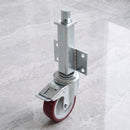 160mm Medium Duty Braked Swivel Jacking Castor Maroon Polyurethane on Nylon Wheel Roller Bearing 76mm Lift 200kg Load Capacity 2