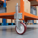 160mm Medium Duty Swivel Jacking Castor Maroon Polyurethane on Nylon Wheel Roller Bearing 76mm Lift 200kg Load Capacity 1
