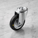 160mm Swivel Castor Black Anti-Static Rubber Wheel Roller Bearing 12mm Bolt Hole 135kg Load Capacity 2