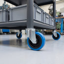 160mm Swivel Castor Blue Non-Marking Rubber on Polypropylene Wheel Roller Bearing 12mm Bolt Hole 200kg Load Capacity 4