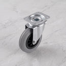 160mm swivel top plate castor grey rubber wheel 150kg, high angle view on grey marble