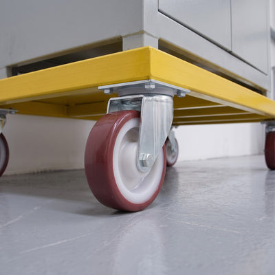 160mm Swivel Castor Red Polyurethane on Nylon Wheel Top Plate 350kg Load Capacity