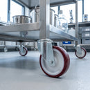 160mm swivel bolt hole castor with red polyurethane on nylon wheel and roller bearing, 200kg load capacity
