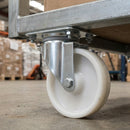 160mm swivel castor with white nylon wheel, plain bearing and top plate, 350kg load capacity
