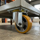 160mm Swivel Castor Yellow Polyurethane on Aluminium Wheel Ball Bearing Top Plate 700kg Load Capacity 1
