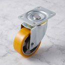 160mm Swivel Castor Yellow Polyurethane on Aluminium Wheel Ball Bearing Top Plate 700kg Load Capacity 2