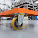 160mm Swivel Castor Yellow Polyurethane on Cast Iron Wheel Ball Bearing Top Plate 700kg Load Capacity 1