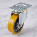 160mm Swivel Castor Yellow Polyurethane on Cast Iron Wheel Ball Bearing Top Plate 700kg Load Capacity 2