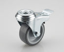50mm Braked Bolt Hole Castor – Grey Rubber Wheel, M10