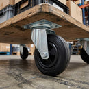 100mm Pressed Steel Swivel Castor with Black Rubber Wheel