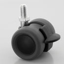 40mm Low Level Twin Rubber Wheel Castor - M10 x 15mm Stem