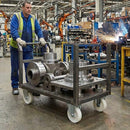 Dim Gray 200mm Pressed Steel Fixed Castor with White Nylon Wheel, 4-Hole Top Plate - 230kg Load Capacity