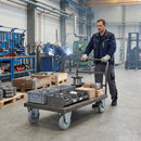 Gray Pressed Steel Fixed Castors with Grey Rubber on Pressed Steel Wheel - 80mm to 200mm