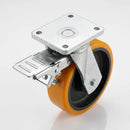200mm Braked Castor Polyurethane on Cast Iron Wheel 1400kg Load Capacity