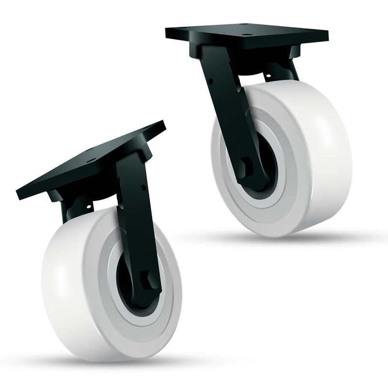200mm Ultra Heavy Duty Swivel, Fixed & Total Stop Braked Castor With 4 Bolt Fixing Plate 2500kg Load Capacity