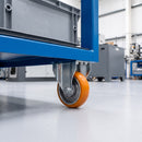 200mm Apex Fixed Castor Orange Ergonomic Polyurethane on Aluminium Wheel Ball Bearing Top Plate 544kg Load Capacity 1