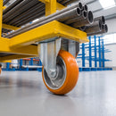 200mm Apex Fixed Castor Orange Ergonomic Polyurethane on Aluminium Wheel Ball Bearing Top Plate 544kg Load Capacity 4