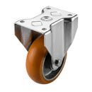 200mm Apex Fixed Castor Orange Ergonomic Polyurethane on Aluminium Wheel Ball Bearing Top Plate 544kg Load Capacity 5