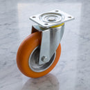 200mm Apex Swivel Castor Orange Ergonomic Polyurethane on Aluminium Wheel Ball Bearing Top Plate 544kg Load Capacity 2