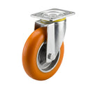 200mm Apex Swivel Castor Orange Ergonomic Polyurethane on Aluminium Wheel Ball Bearing Top Plate 544kg Load Capacity 5