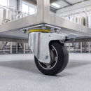 200mm Braked Castor Black Rubber on Aluminium Wheel Ball Bearing Top Plate 500kg Load Capacity 1