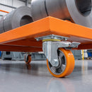200mm Braked Castor Yellow Polyurethane on Aluminium Wheel Ball Bearing Top Plate 800kg Load Capacity 3