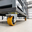 200mm Braked Castor Yellow Polyurethane on Aluminium Wheel Ball Bearing Top Plate 800kg Load Capacity 4