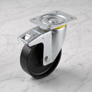 200mm Braked Swivel Castor Black Cast Iron Wheel Roller Bearing Top Plate 800kg Load Capacity 2