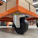 200mm Braked Swivel Castor Black Cast Iron Wheel Roller Bearing Top Plate 800kg Load Capacity 3