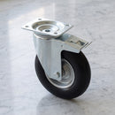200mm Braked Swivel Castor Black Puncture-Proof Wheel Roller Bearing Top Plate 75kg Load Capacity 2