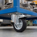 200mm Braked Swivel Castor Black Rubber on Pressed Steel Wheel Roller Bearing Top Plate 205kg Load Capacity 1