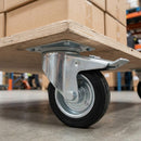 200mm Braked Swivel Castor Black Rubber on Pressed Steel Wheel Roller Bearing Top Plate 205kg Load Capacity 4