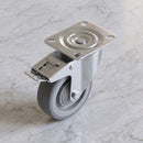 200mm Braked Swivel Castor Grey Electro Conductive Polyurethane Wheel Top Plate 400kg Load Capacity 1