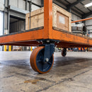 200mm Braked Swivel Castor Orange Polyurethane on Cast Iron Wheel Taper Roller Bearing Top Plate 1000kg Load Capacity 1
