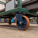 200mm Braked Swivel Castor Orange Polyurethane on Cast Iron Wheel Taper Roller Bearing Top Plate 1000kg Load Capacity 4