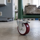 200mm Braked Swivel Castor Red Polyurethane on Nylon Wheel Roller Bearing 12mm Bolt Hole 200kg Load Capacity 4