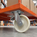 200mm Braked Swivel Castor White Cast Nylon Wheel Ball Bearing Top Plate 1000kg Load Capacity 3
