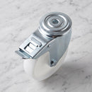 200mm Braked Swivel Castor White Nylon Wheel Roller Bearing 12mm Bolt Hole 200kg Load Capacity 2